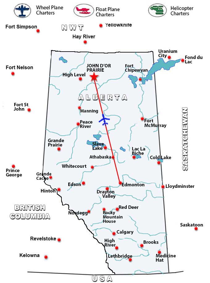 Charter Flights To John D'Or Prairie Alberta Charter Flight Network